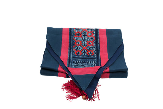 Chemin de table en coton naturel à motifs ethniques