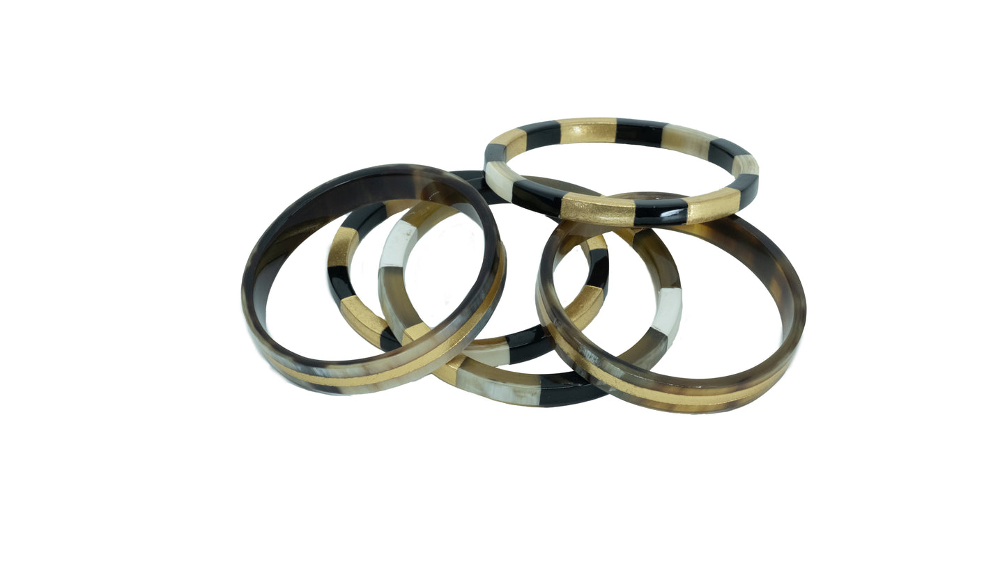 Bracelet corne et milieu doré