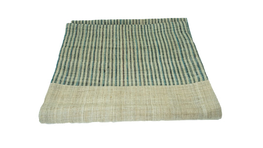 Chemin de table en chanvre naturel motif à rayure.