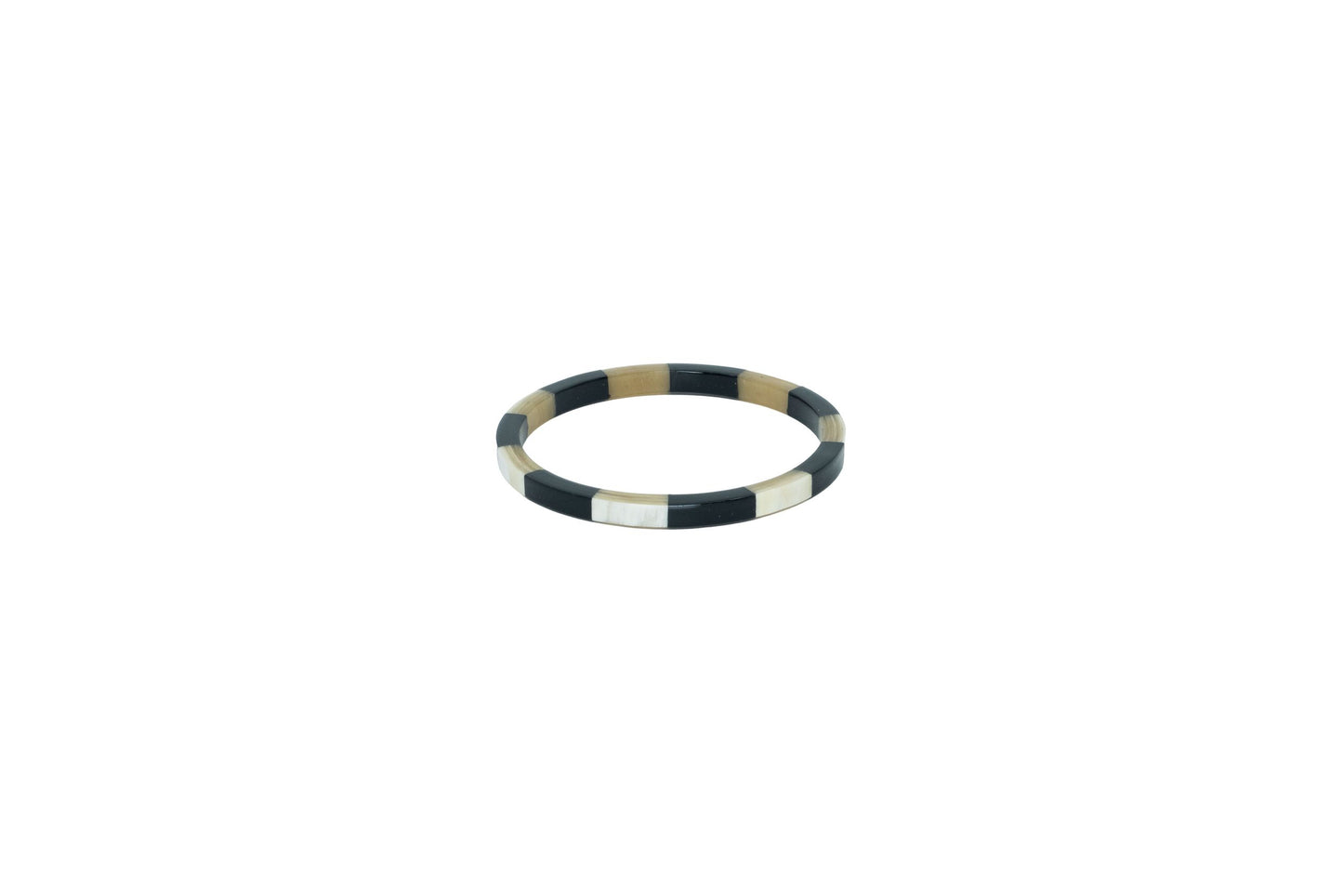 Bracelet damier corne naturelle partiellement laqué