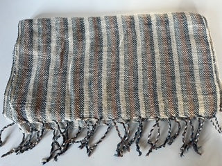 Foulard en coton à motif beige rayé