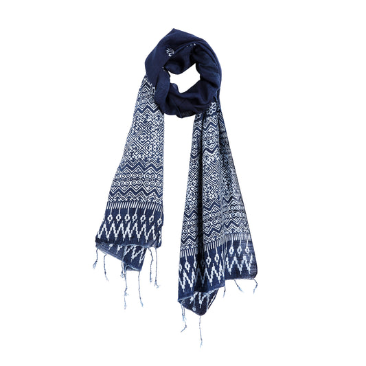 Foulard  en voile de coton indigo