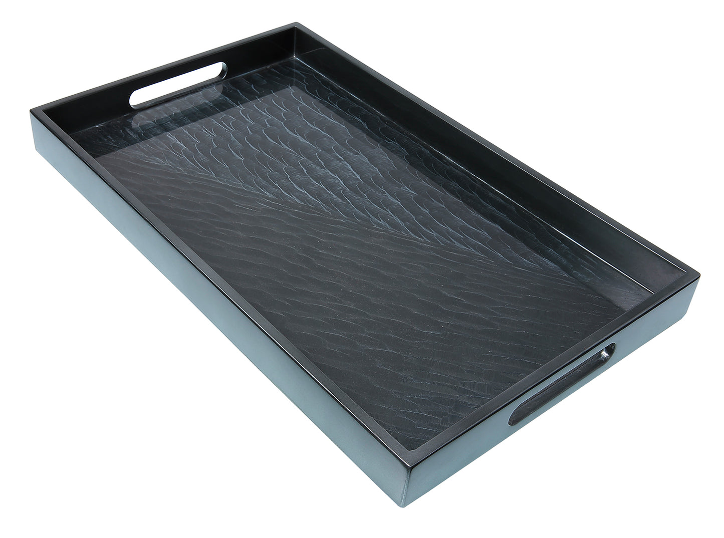 Plateau en bois laqué abstraction gris
