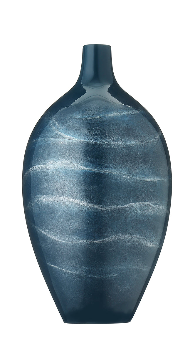 Vase en résine laqué bleu 43cm
