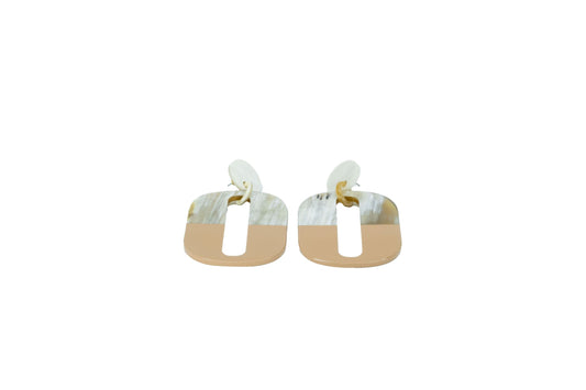 Boucles d'oreille ovales corne naturelle beige