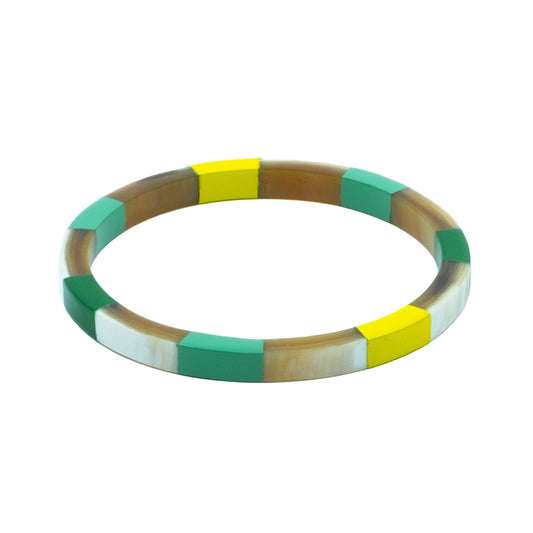 Bracelet vert, jaune, corne