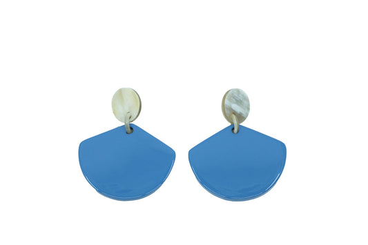 Boucles d'oreille bleues éventail