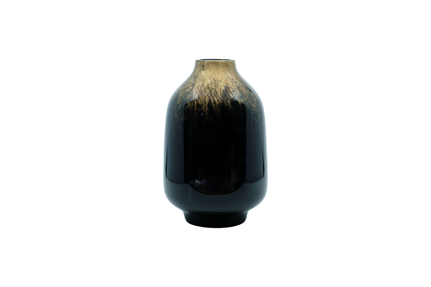Vase en résine laqué noir et or