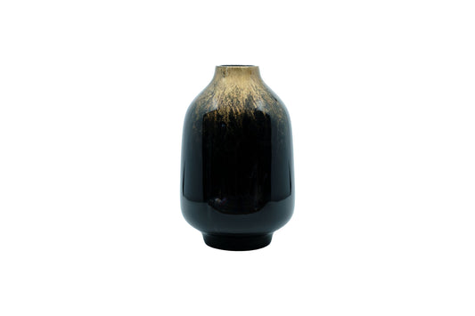 Vase en résine laqué noir et or