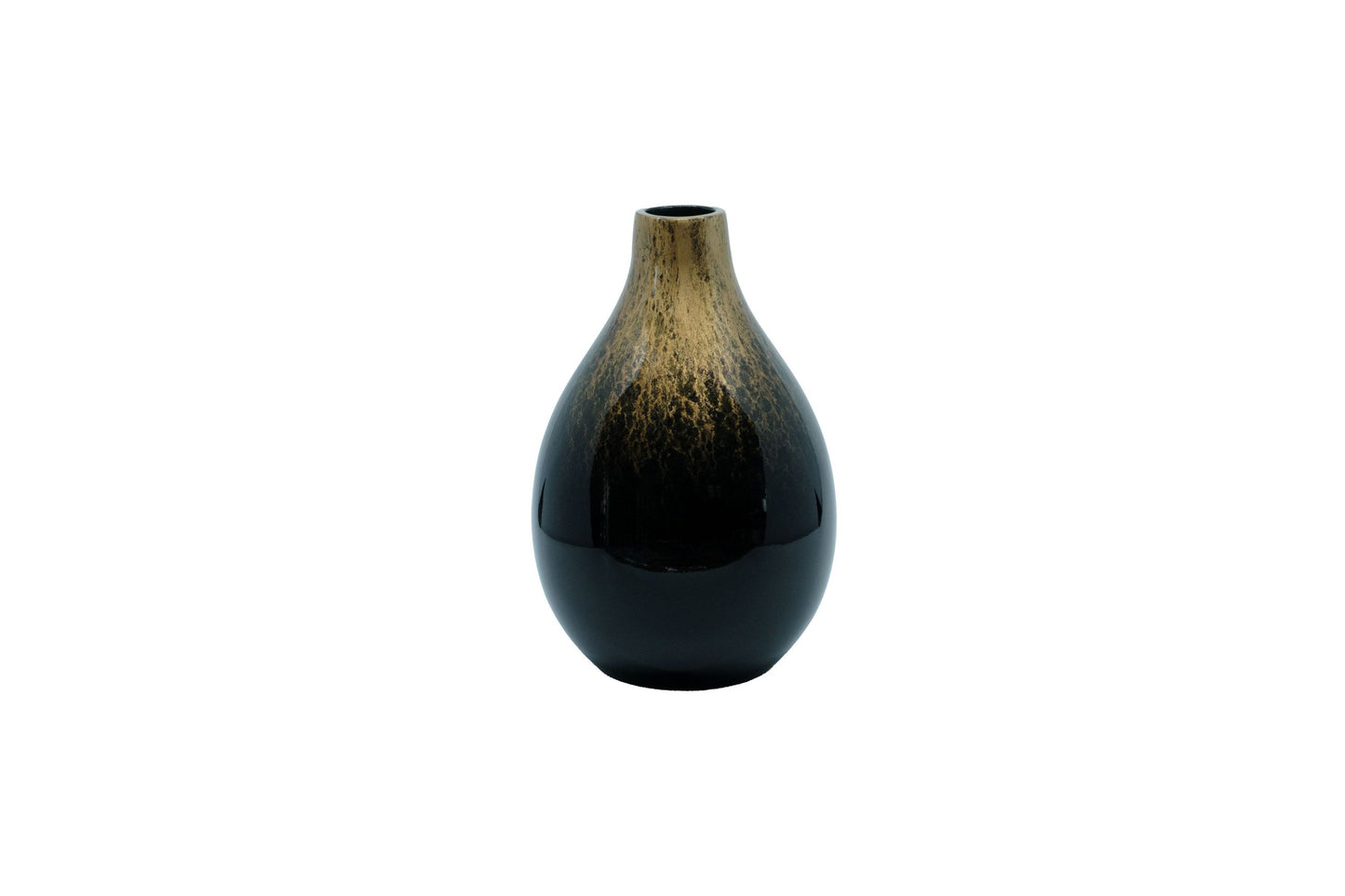 Vase en résine laqué noir et or