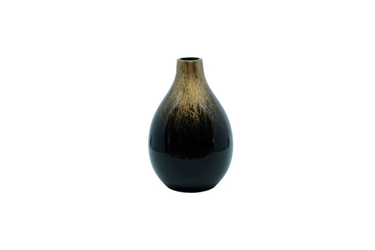 Vase en résine laqué noir et or