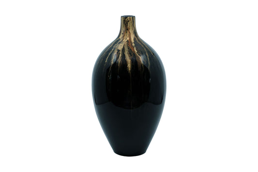 Vase en résine medium noir et or