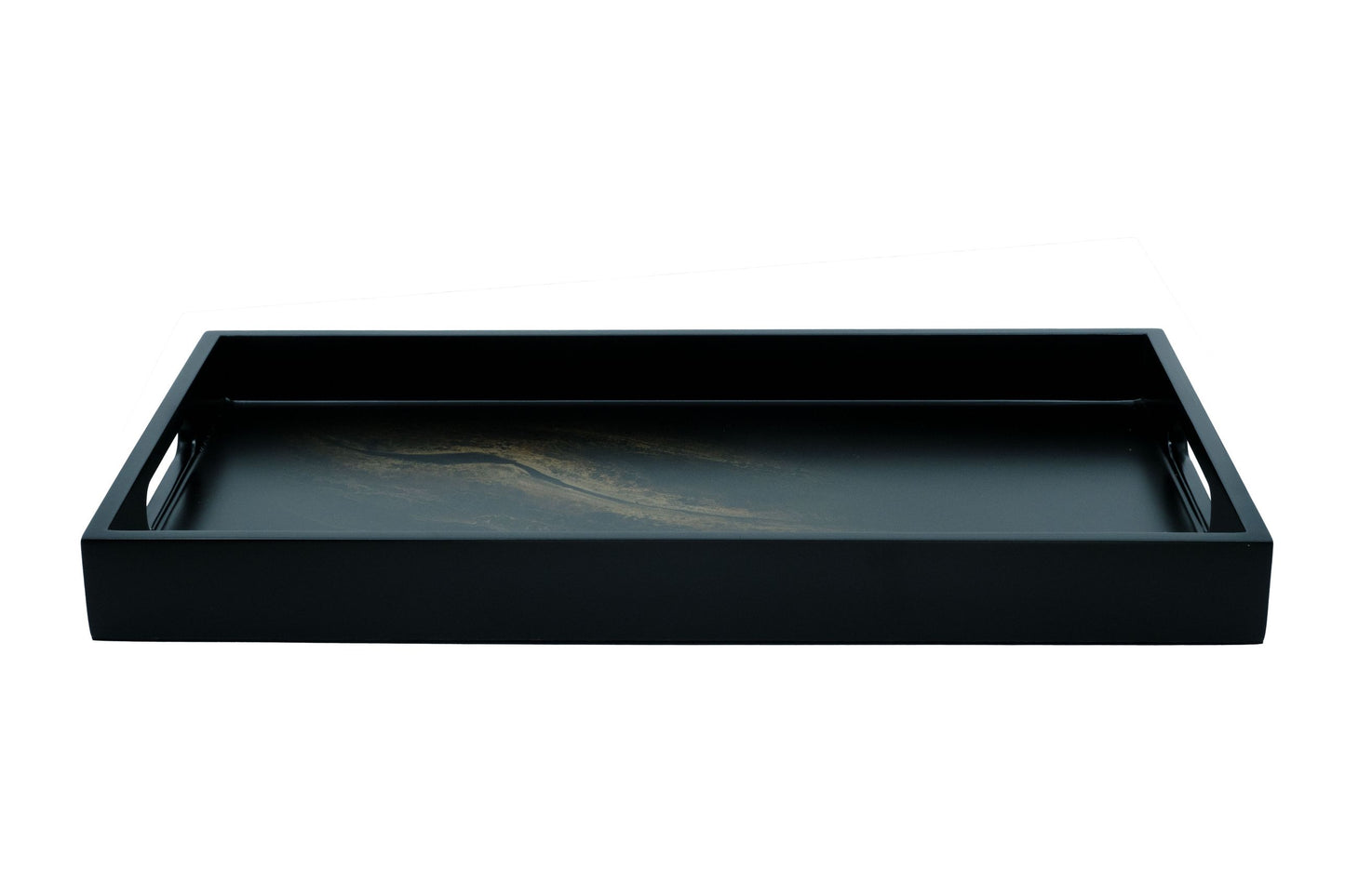 Plateau rectangulaire en bois laqué marron glacé