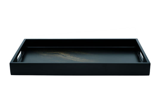 Plateau rectangulaire en bois laqué marron glacé