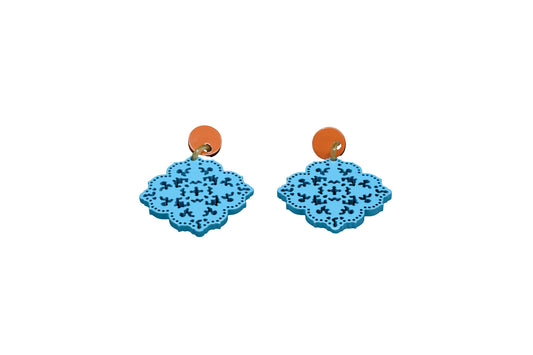 Boucles d'oreille fleur bleu