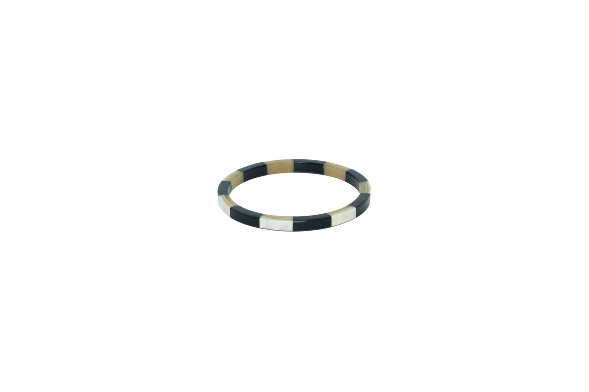 Bracelet damier corne naturelle partiellement laqué