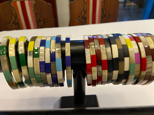 Bracelet damier corne et couleur