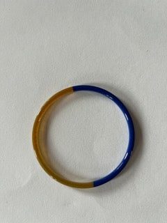 Jonc corne et laque bleu