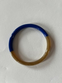 Jonc corne et laque bleu